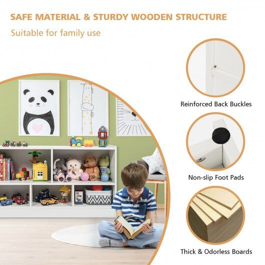 Kids 2-Shelf Bookcase 5-Cube Wood Toy Storage Cabinet Organizer-White LuxuryLifeWay Online Store