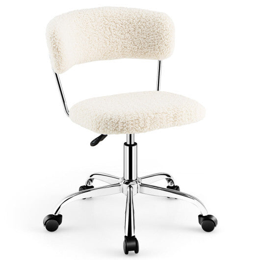 Computer Desk Chair Adjustable Sherpa Office Chair Swivel Vanity Chair-White - Color: White LuxuryLifeWay Online Store