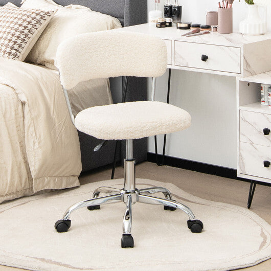 Computer Desk Chair Adjustable Sherpa Office Chair Swivel Vanity Chair-White - Color: White LuxuryLifeWay Online Store