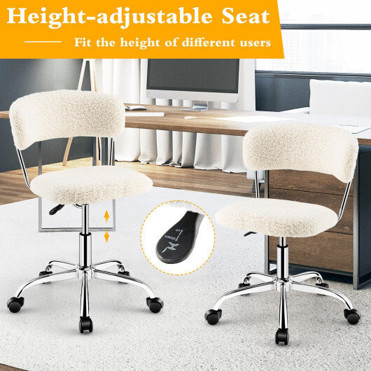 Computer Desk Chair Adjustable Sherpa Office Chair Swivel Vanity Chair-White - Color: White LuxuryLifeWay Online Store