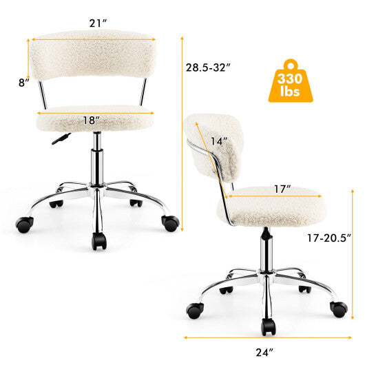 Computer Desk Chair Adjustable Sherpa Office Chair Swivel Vanity Chair-White - Color: White LuxuryLifeWay Online Store