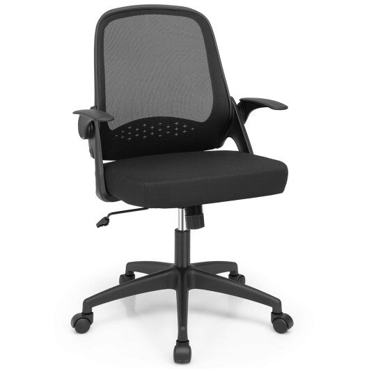 Adjustable Mesh Office Chair Rolling Computer Desk Chair with Flip-up Armrest-Black LuxuryLifeWay Online Store