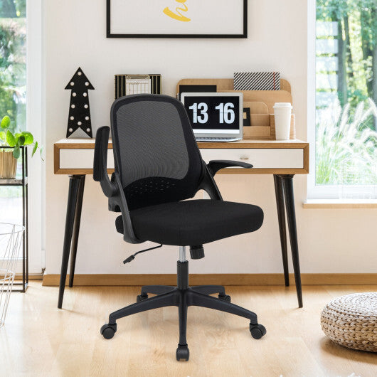 Adjustable Mesh Office Chair Rolling Computer Desk Chair with Flip-up Armrest-Black - Color: Black LuxuryLifeWay Online Store
