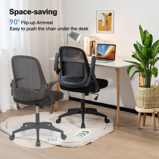 Adjustable Mesh Office Chair Rolling Computer Desk Chair with Flip-up Armrest-Black - Color: Black LuxuryLifeWay Online Store
