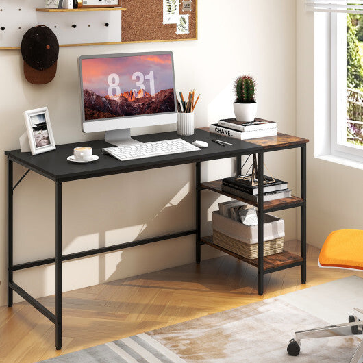 55 Inch Modern Industrial Style Study Writing Desk with 2 Storage Shelves-Brown LuxuryLifeWay Online Store
