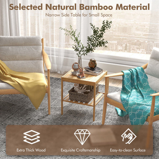 2 Pieces 2 Tiers Bamboo Nightstand for Living Room Bedroom-Natural LuxuryLifeWay Online Store
