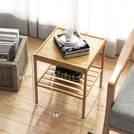 2 Pieces 2 Tiers Bamboo Nightstand for Living Room Bedroom-Natural LuxuryLifeWay Online Store