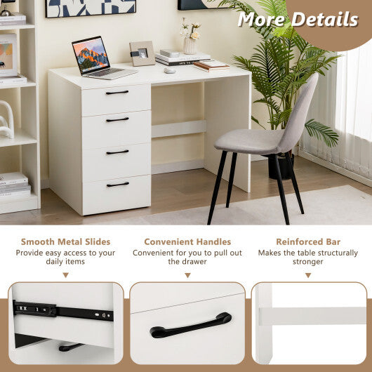 43.5 Inch Computer Desk with 4 Large Drawers-White LuxuryLifeWay Online Store