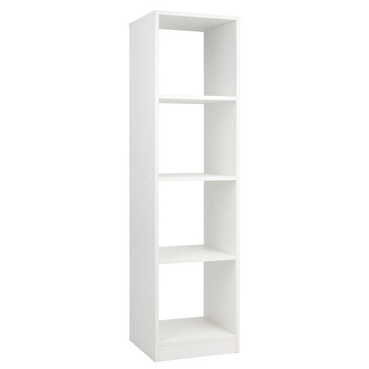 5 Tiers 4-Cube Narrow Bookshelf with 4 Anti-Tipping Kits-White - Color: White LuxuryLifeWay Online Store