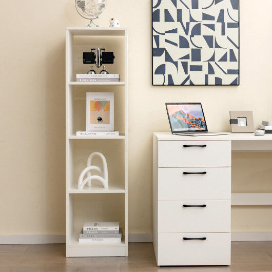 5 Tiers 4-Cube Narrow Bookshelf with 4 Anti-Tipping Kits-White - Color: White LuxuryLifeWay Online Store