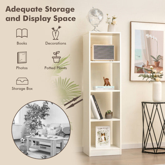 5 Tiers 4-Cube Narrow Bookshelf with 4 Anti-Tipping Kits-White - Color: White LuxuryLifeWay Online Store