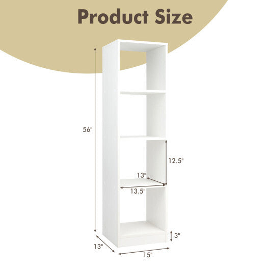 5 Tiers 4-Cube Narrow Bookshelf with 4 Anti-Tipping Kits-White - Color: White LuxuryLifeWay Online Store