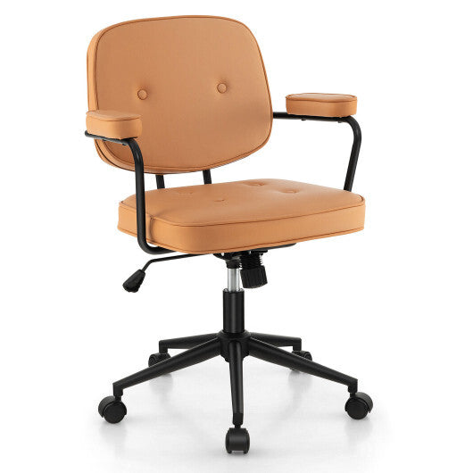 PU Leather Office Chair with Rocking Backrest and Ergonomic Armrest-Orange LuxuryLifeWay Online Store