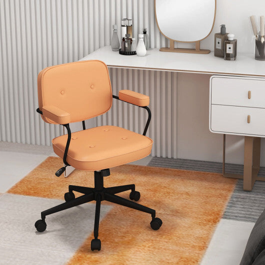 PU Leather Office Chair with Rocking Backrest and Ergonomic Armrest-Orange LuxuryLifeWay Online Store