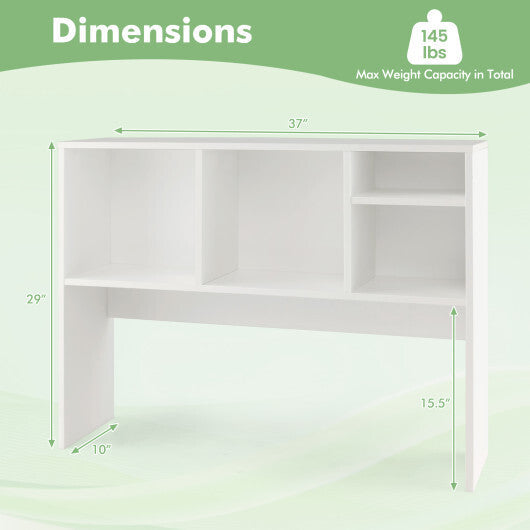 Computer Desktop Bookcase with 4 Cubbies and Open Back Compartment-Natural LuxuryLifeWay Online Store