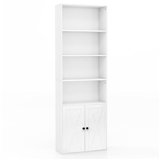 71 Inch Freestanding Bookshelf with 6 Shelves and 2-Door Cabinet-Black LuxuryLifeWay Online Store