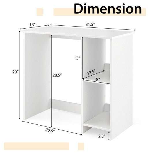 31.5 Inch  Modern Home Office Desk with 2 Compartments-White LuxuryLifeWay Online Store
