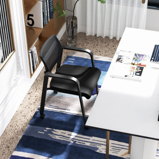 Set of 2 Stackable Reception Room Chairs with Padded Seat-Black