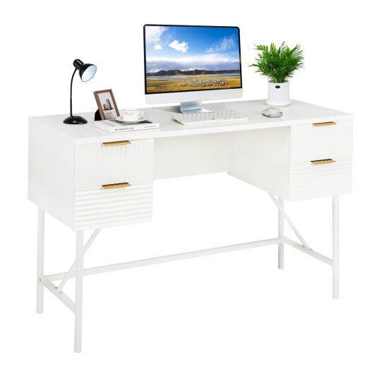 48 Inch Home Office Computer Desk with 4 Drawers-White LuxuryLifeWay Online Store