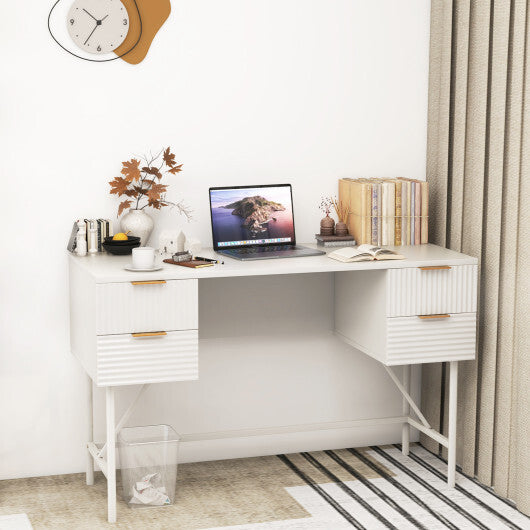 48 Inch Home Office Computer Desk with 4 Drawers-White LuxuryLifeWay Online Store