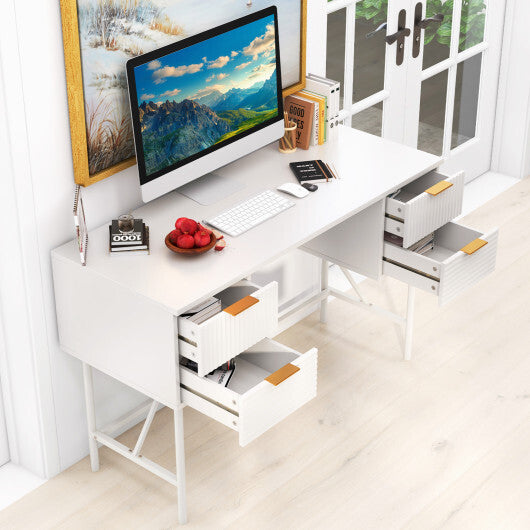 48 Inch Home Office Computer Desk with 4 Drawers-White LuxuryLifeWay Online Store
