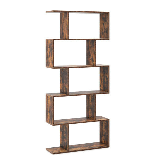 5-Tier Bookshelf with Anti-Toppling Device for Living Room Home Office-Rustic Brown LuxuryLifeWay Online Store