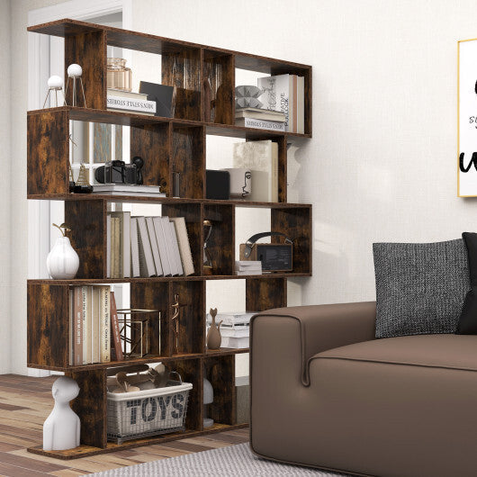 5-Tier Bookshelf with Anti-Toppling Device for Living Room Home Office-Rustic Brown LuxuryLifeWay Online Store