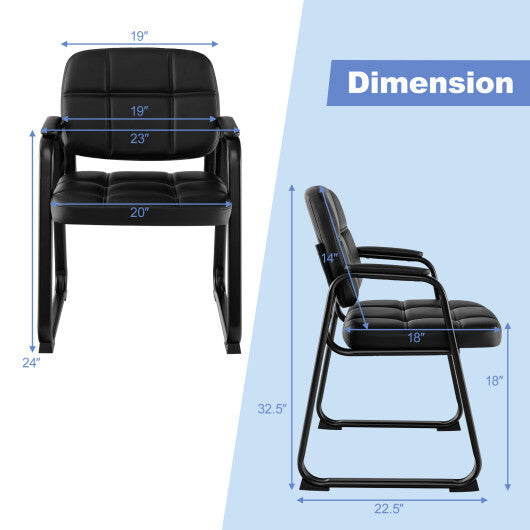 Set of 2 Waiting Room Chair Home Office PU Leather Guest Chairs-Black LuxuryLifeWay Online Store