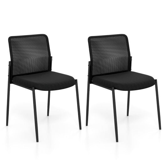Waiting Room Chair Set of 2 with Ergonomic Mesh Backrest and Padded Seat-Black LuxuryLifeWay Online Store