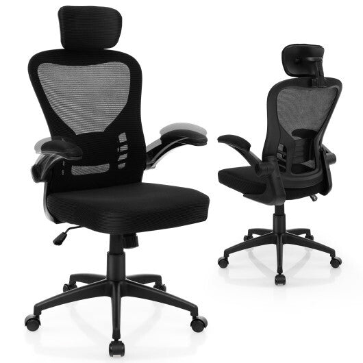 Ergonomic Mesh Office Chair with Adjustable Height for Home Office-Black LuxuryLifeWay Online Store