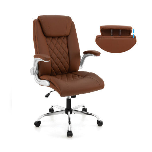 Modern Height Adjustable PU Leather Office Chair with Rocking Function-Black LuxuryLifeWay Online Store