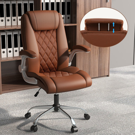 Modern Height Adjustable PU Leather Office Chair with Rocking Function-Black LuxuryLifeWay Online Store