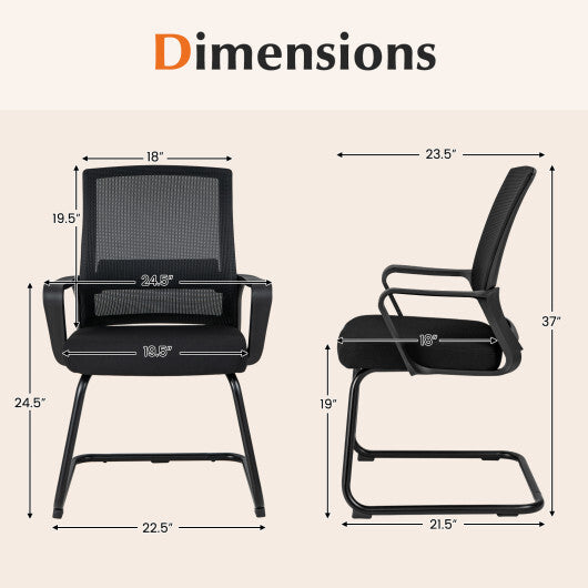 Office Guest Chair with Lumbar Support for Waiting Room-2 Pieces