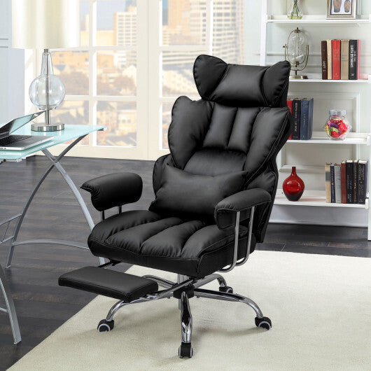 PU Leather Home Office Chair 400 lbs High Back Executive Chair-White