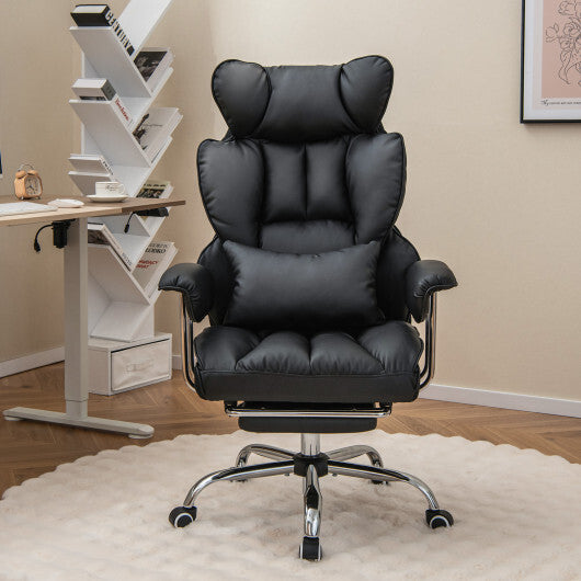 PU Leather Home Office Chair 400 lbs High Back Executive Chair-White