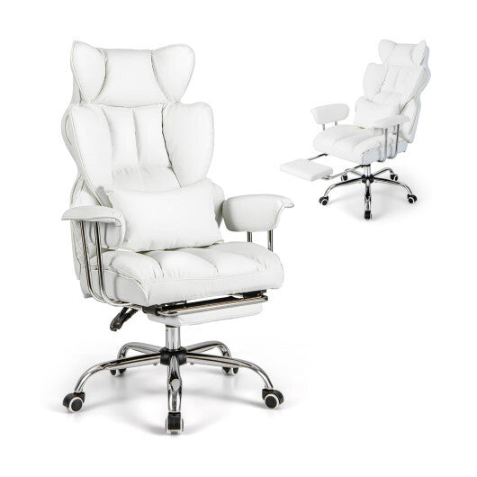 PU Leather Home Office Chair 400 lbs High Back Executive Chair-White