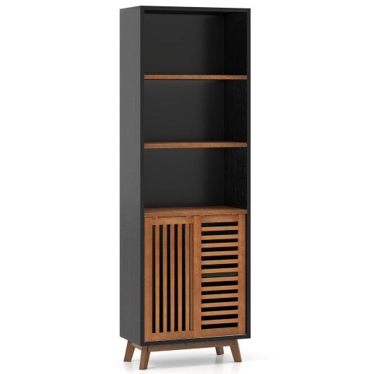70 Inch 5-Tier Bookshelf with Reversible Adjustable Shelf-Black LuxuryLifeWay Online Store