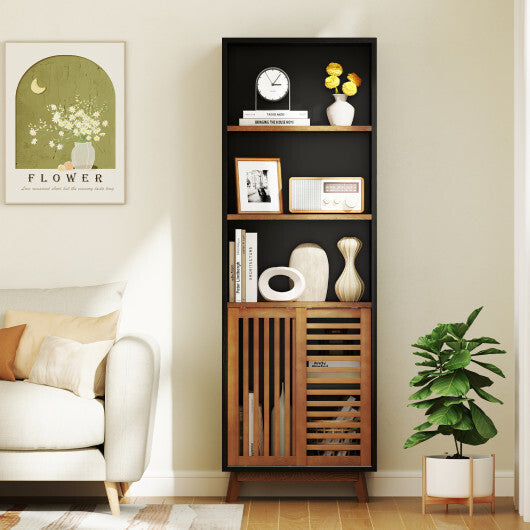 70 Inch 5-Tier Bookshelf with Reversible Adjustable Shelf-Black LuxuryLifeWay Online Store