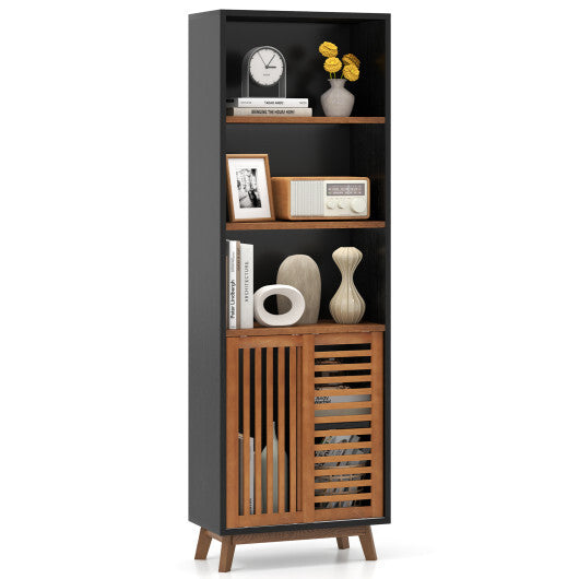 70 Inch 5-Tier Bookshelf with Reversible Adjustable Shelf-Black LuxuryLifeWay Online Store