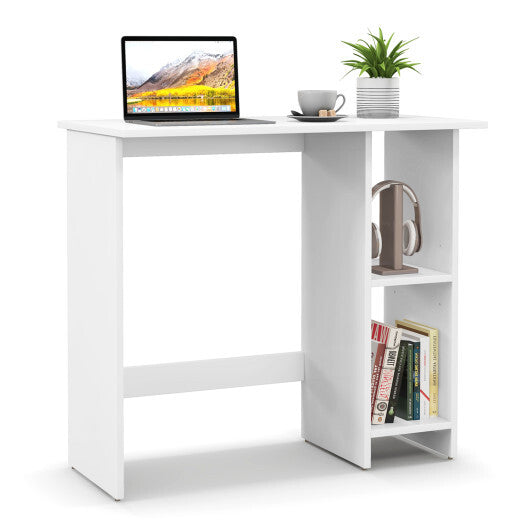 Small Computer Desk with Storage and Adjustable Shelf-White LuxuryLifeWay Online Store