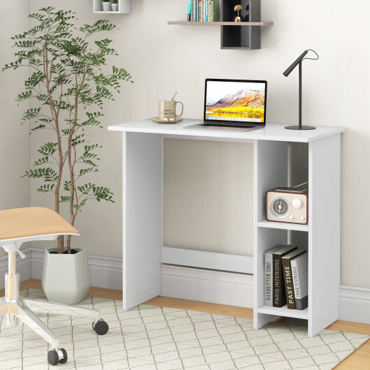 Small Computer Desk with Storage and Adjustable Shelf-White LuxuryLifeWay Online Store