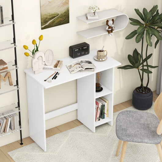 Small Computer Desk with Storage and Adjustable Shelf-White LuxuryLifeWay Online Store