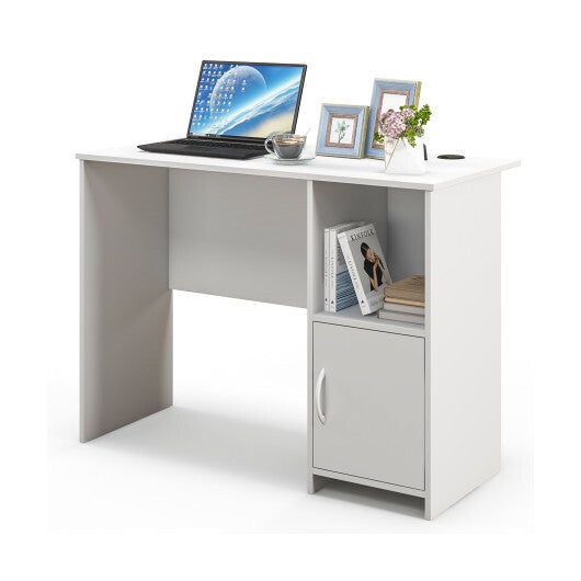 Modern Computer Desk with Cabinet-White LuxuryLifeWay Online Store