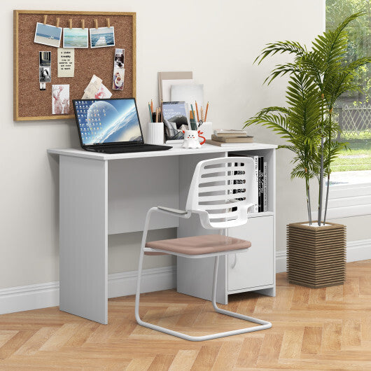 Modern Computer Desk with Cabinet-White LuxuryLifeWay Online Store