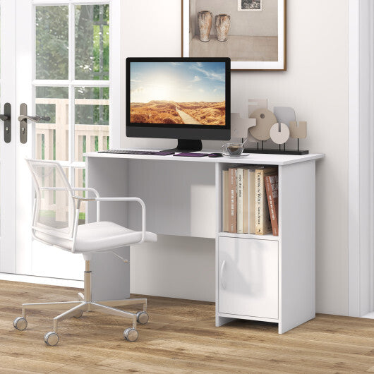 Modern Computer Desk with Cabinet-White LuxuryLifeWay Online Store