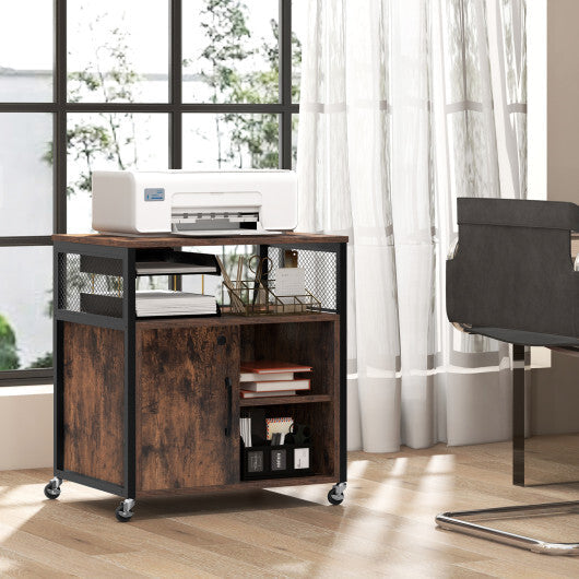 File Cabinet on Wheels with Charging Station and Cable Management Hole-Gray LuxuryLifeWay Online Store
