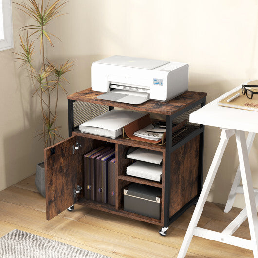 File Cabinet on Wheels with Charging Station and Cable Management Hole-Gray LuxuryLifeWay Online Store