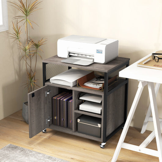 File Cabinet on Wheels with Charging Station and Cable Management Hole-Gray LuxuryLifeWay Online Store