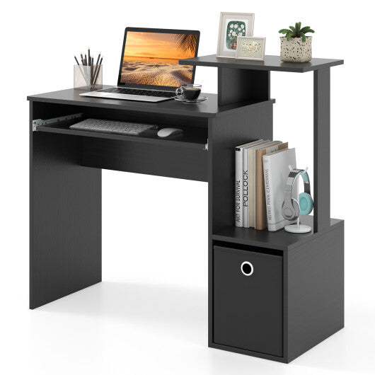 Space-saving Computer Desk with Pull-out Keyboard Tray-White LuxuryLifeWay Online Store