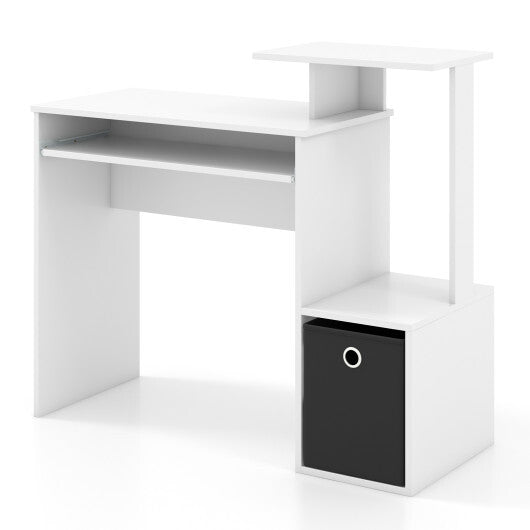 Space-saving Computer Desk with Pull-out Keyboard Tray-White LuxuryLifeWay Online Store